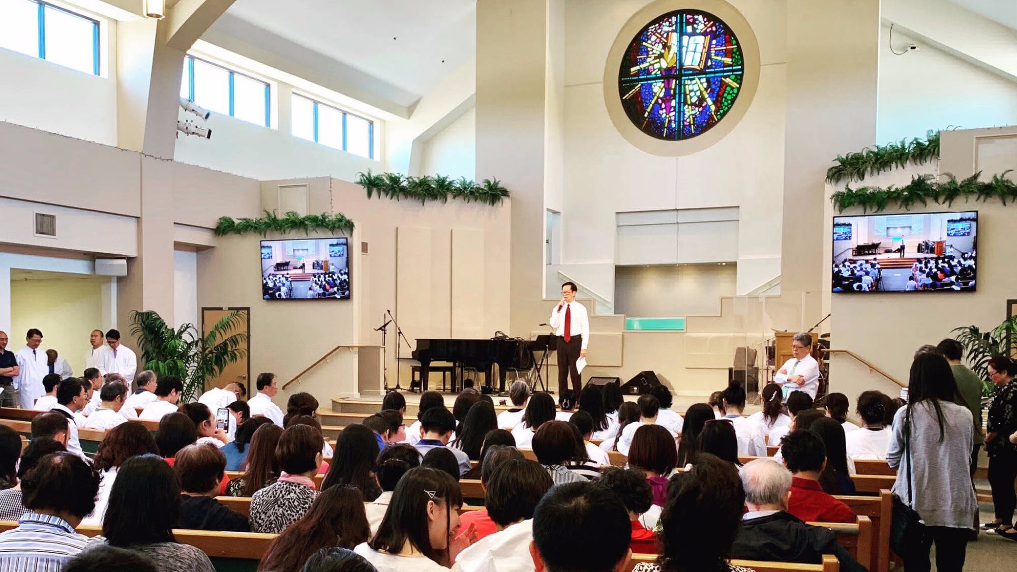 FBCC members gathered in the light-filled chapel